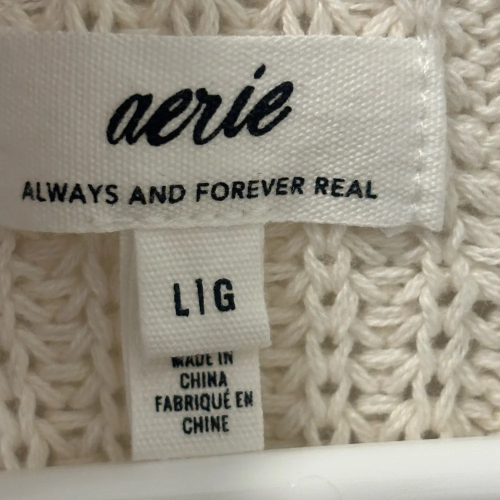 Aerie‎ Cream Color Crop Cable Knit Sweater